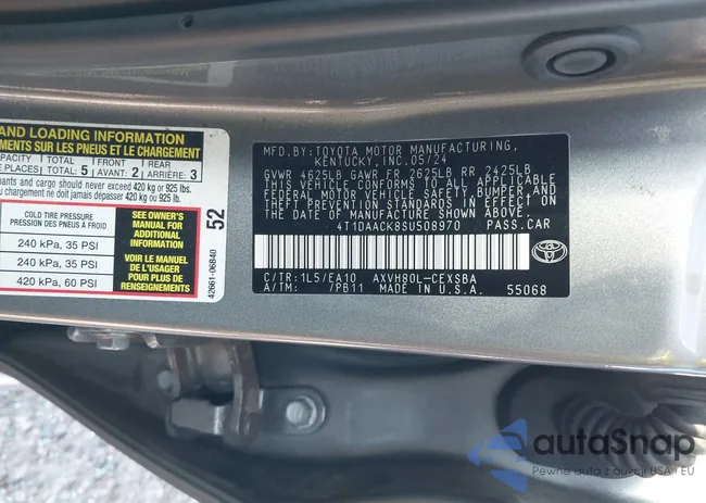 4T1DAACK8SU508970: 42407946