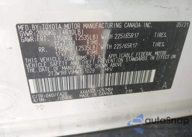 2T3W1RFV9MW151029: 42407972