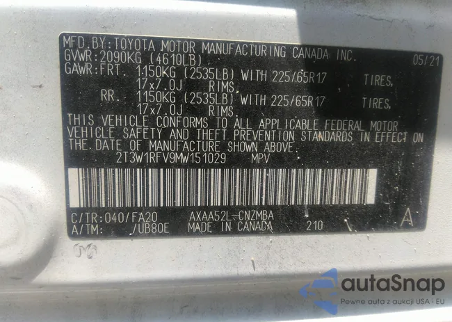 2T3W1RFV9MW151029: 42407972