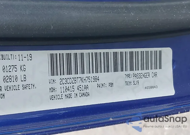 2C3CDZBT7KH751984: 42408392