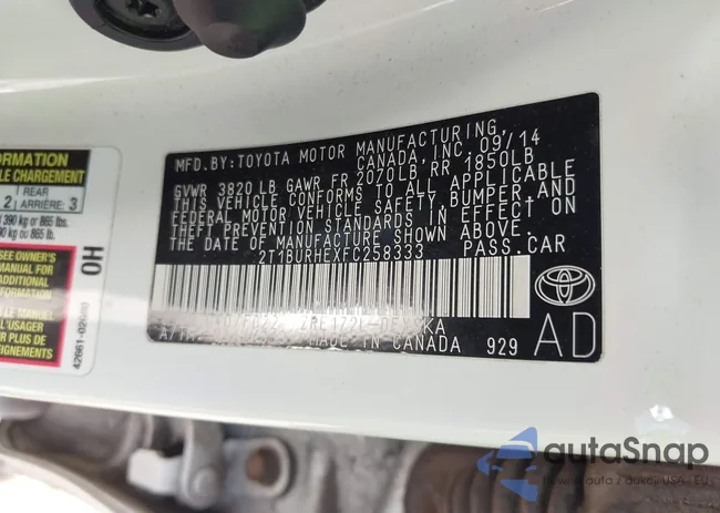 2T1BURHEXFC258333: 42408402