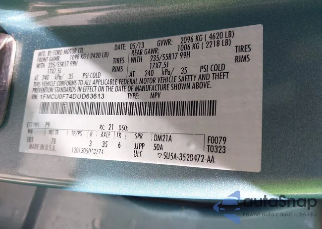 1FMCU0F74DUD63613: 42408406