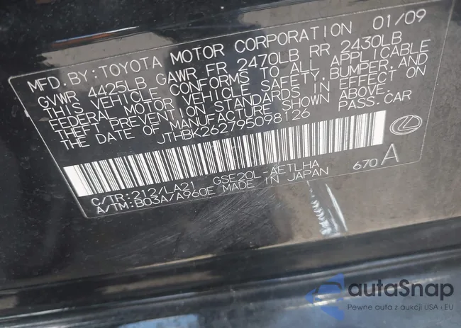 JTHBK262795098126: 42408436