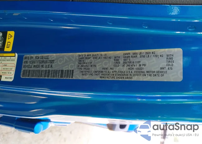 1C6HJTFG2ML617322: 42407610