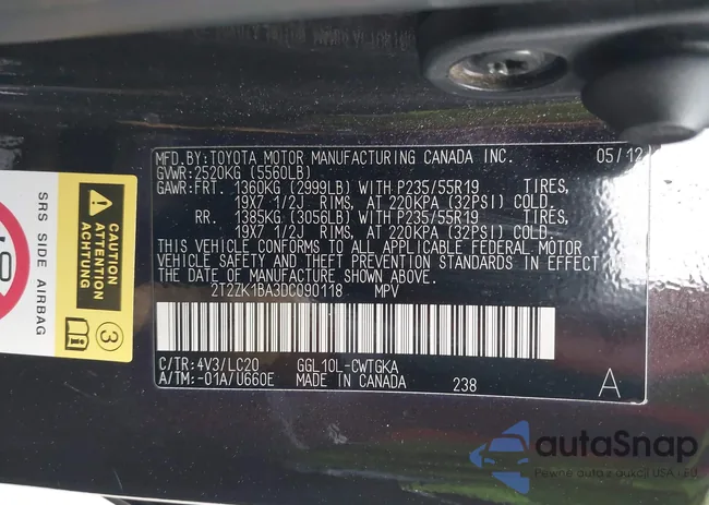 2T2ZK1BA3DC090118: 42407719