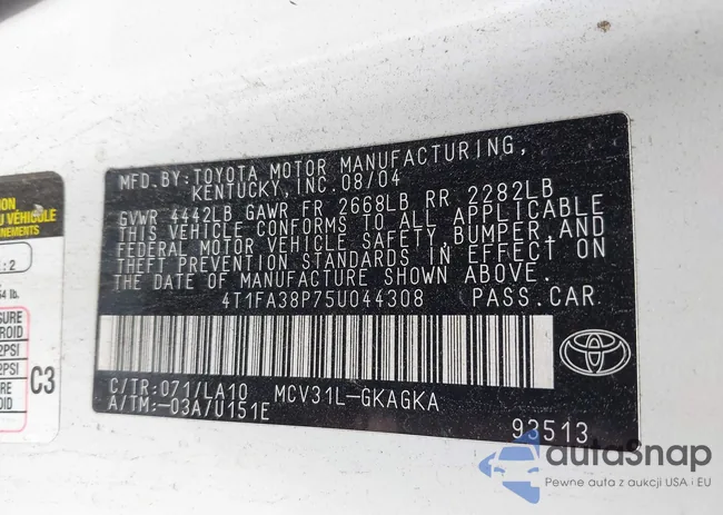 4T1FA38P75U044308: 42407773