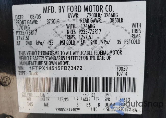 1FTPX14515FB73472: 42409099