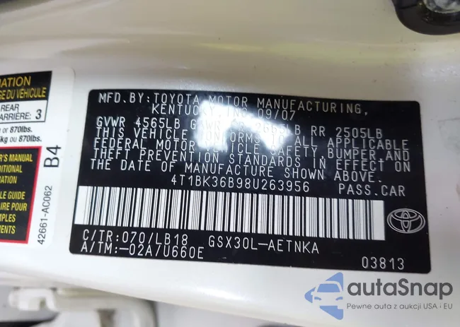 4T1BK36B98U263956: 42409154