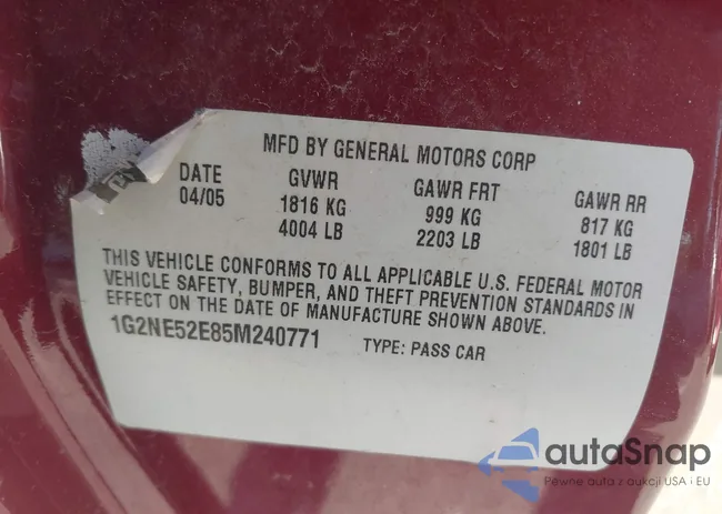 1G2NE52E85M240771: 42409322