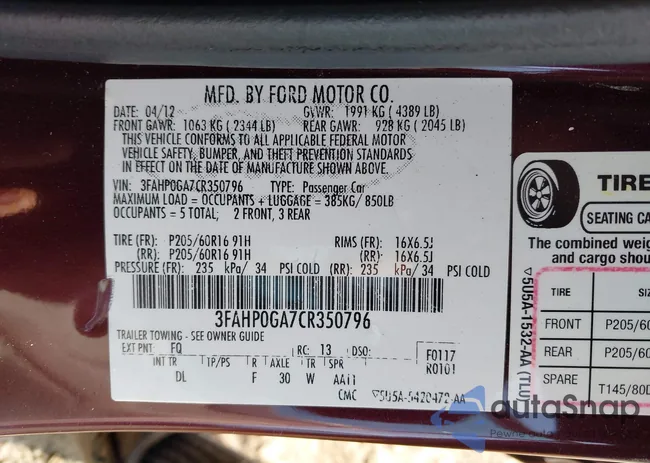 3FAHP0GA7CR350796: 42408789