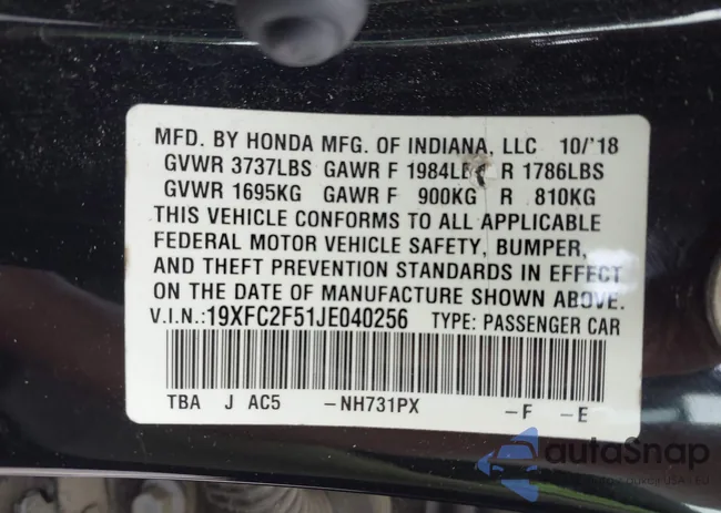 19XFC2F51JE040256: 42408803