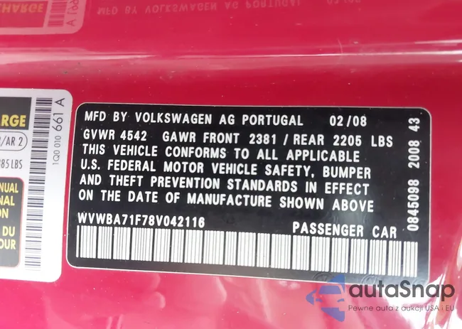 WVWBA71F78V042116: 42408843