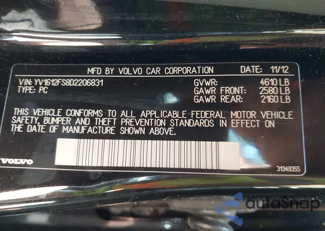 YV1612FS8D2206831: 42409968