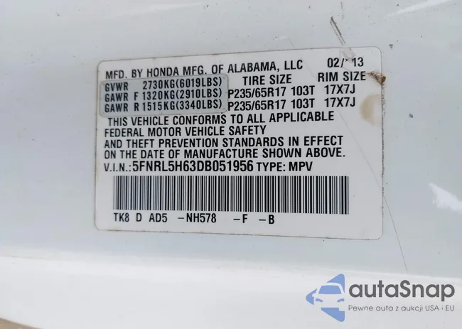 5FNRL5H63DB051956: 42410049