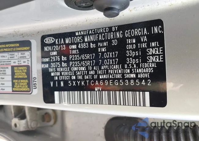 5XYKTCA69EG538542: 42410124