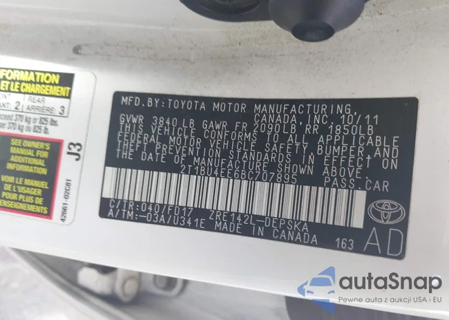 2T1BU4EE6BC707895: 42410155