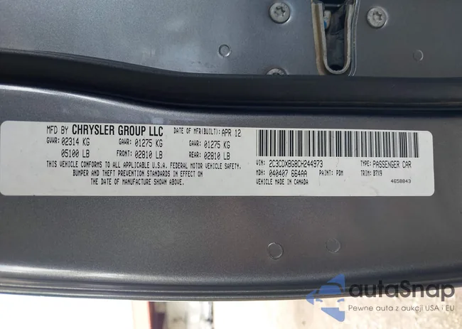 2C3CDXBG8CH244973: 42410161