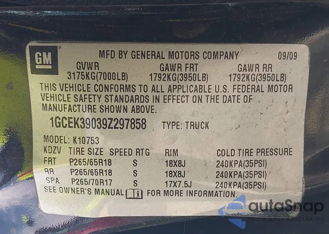 1GCEK39039Z297858: 42410265