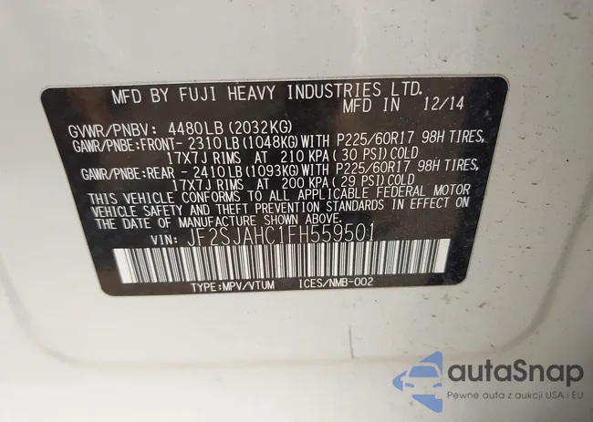 JF2SJAHC1FH559501: 42410290