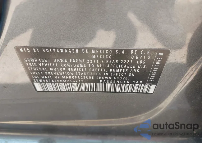 3VW467AJ6DM215219: 42410351