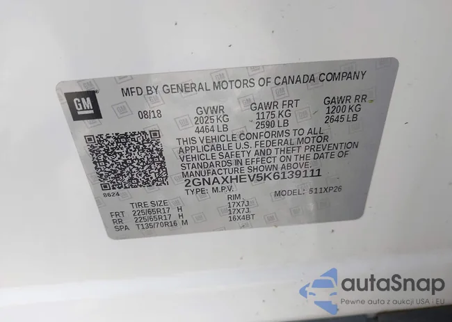 2GNAXHEV5K6139111: 42409720