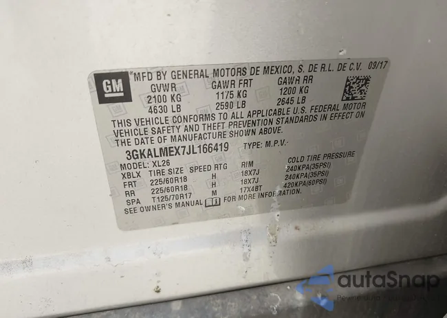 3GKALMEX7JL166419: 42409747