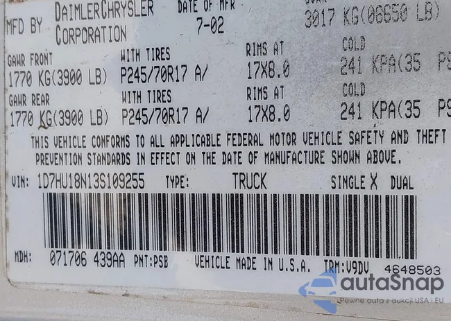 1D7HU18N13S109255: 42409753