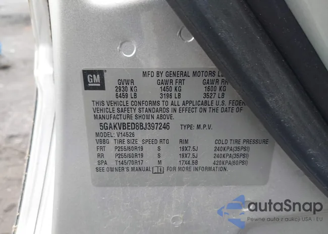 5GAKVBED8BJ397246: 42411038