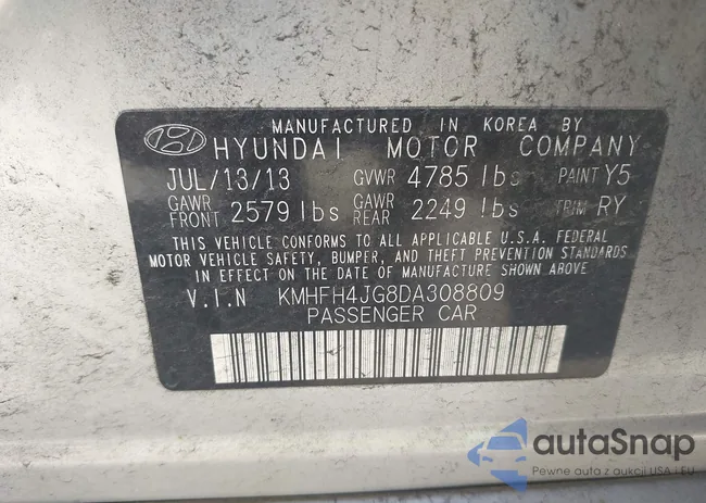 KMHFH4JG8DA308809: 42411097