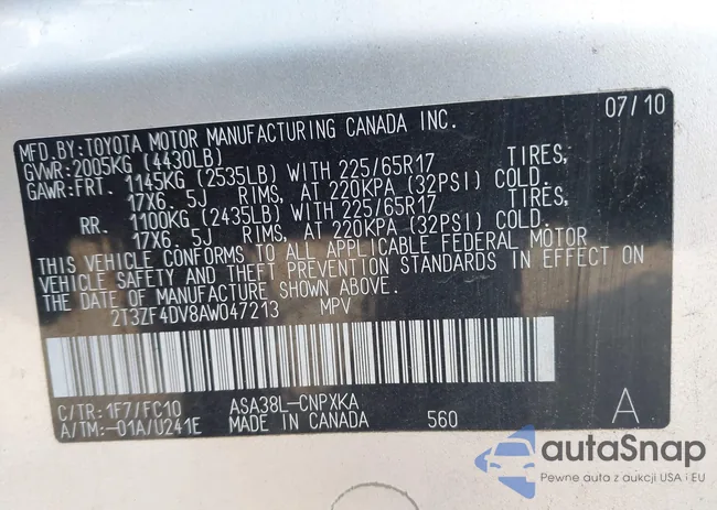 2T3ZF4DV8AW047213: 42411141