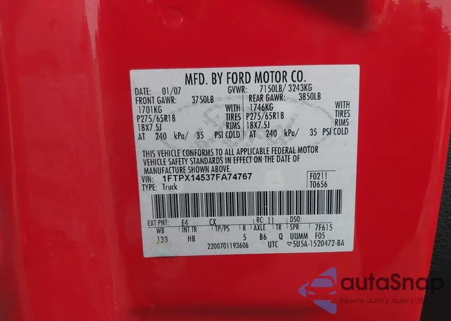 1FTPX14537FA74767: 42411160