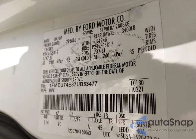 1FMEU74E37UB53477: 42411282