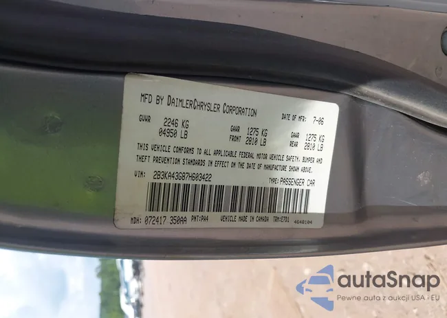 2B3KA43G87H603422: 42411336