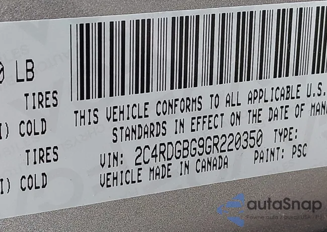 2C4RDGBG9GR220350: 42411389