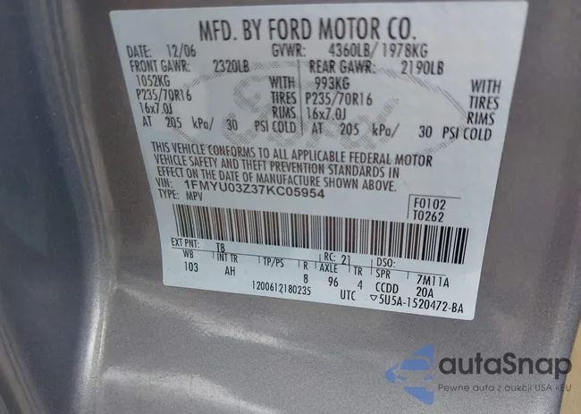 1FMYU03Z37KC05954: 42411426