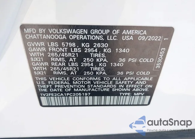 1V2FE2CA1PC205197: 42410457