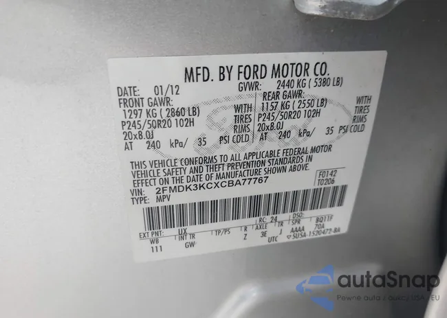 2FMDK3KCXCBA77767: 42410474