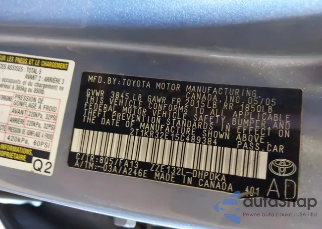 2T1KR32E15C489384: 42410702