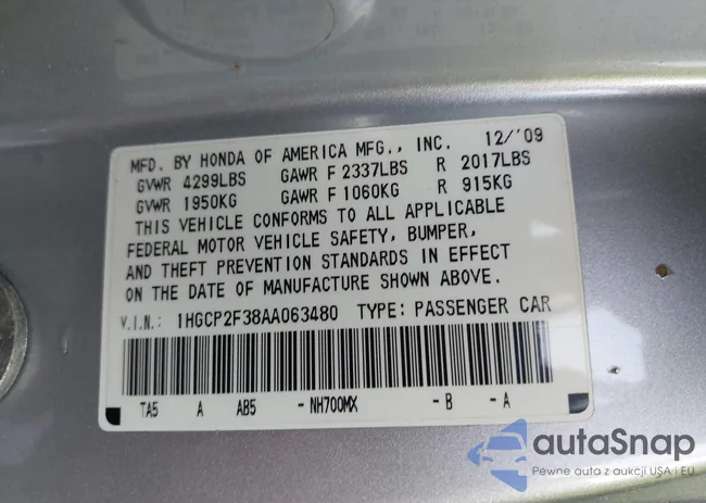 1HGCP2F38AA063480: 42411946