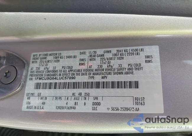 1FMCU9G64LUC57090: 42412033