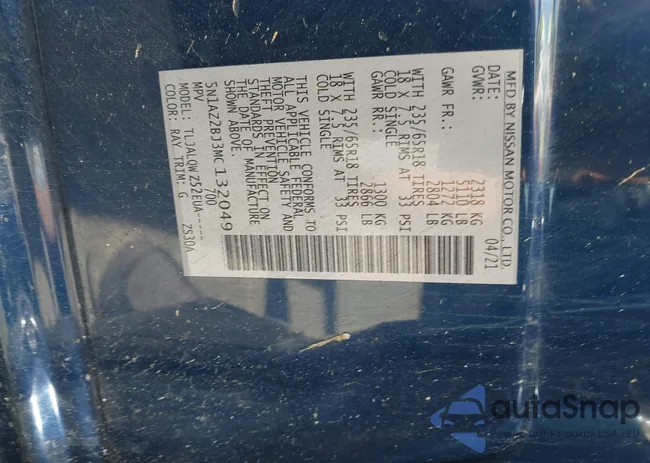 5N1AZ2BJ3MC132049: 42412076