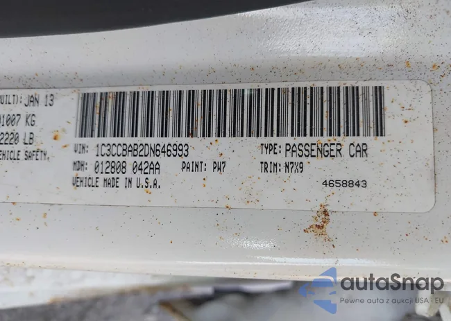 1C3CCBAB2DN646993: 42412106