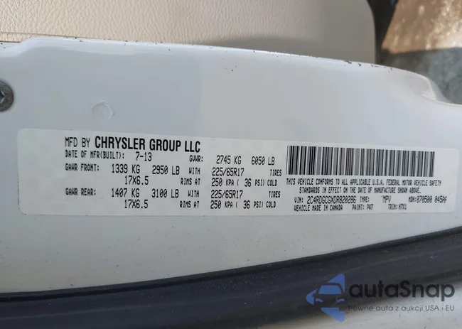 2C4RDGCGXDR820286: 42412143