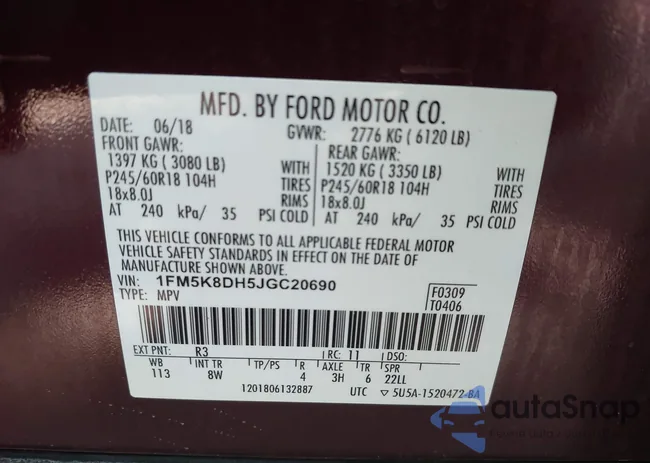 1FM5K8DH5JGC20690: 42412146