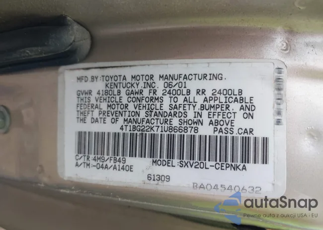 4T1BG22K71U866878: 42412168