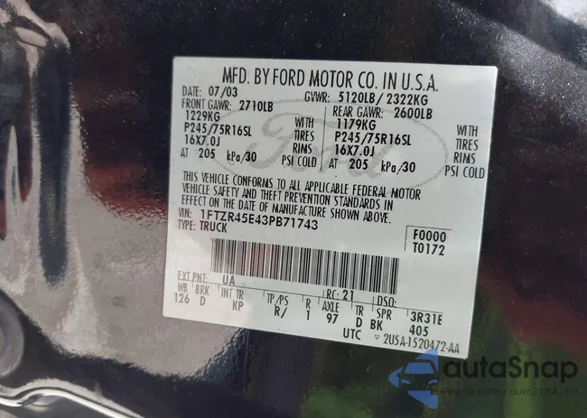 1FTZR45E43PB71743: 42412177