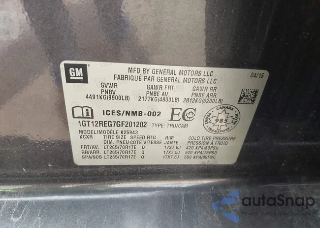 1GT12REG7GF201202: 42412204