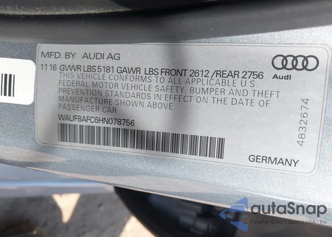 WAUF8AFC6HN078756: 42412413