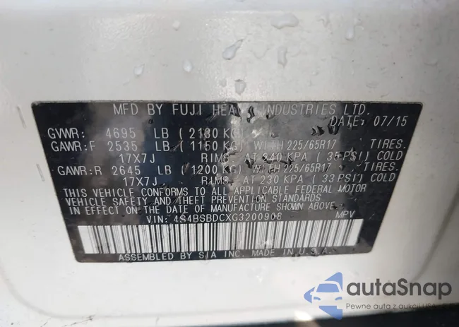 4S4BSBDCXG3200908: 42411482