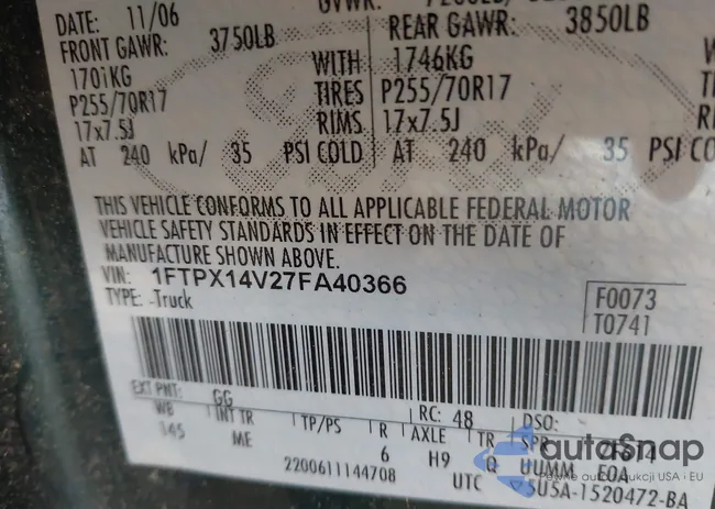 1FTPX14V27FA40366: 42411492